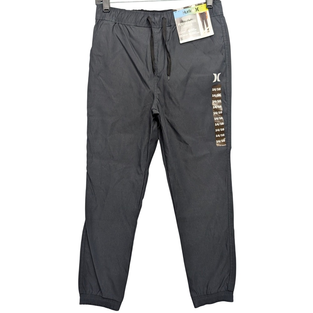 NWT Hurley Youth Performance Jogger Kids 14/16 Gray Tapered Stretch Pants